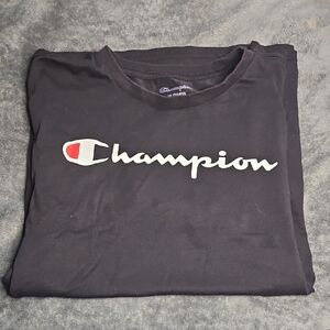 Champion Black Tee with Iconic Logo